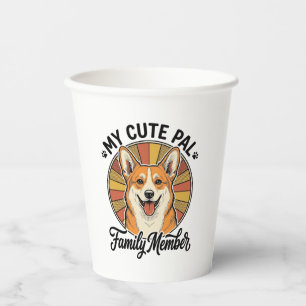 Vasos De Papel Camiseta de la familia Corgi Diseño vintage de ama