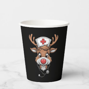 Vasos De Papel Camiseta de Navidad Guantes de Goma Reno Enfermera