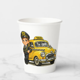 Vasos De Papel Camiseta de Niño Conductor de Taxi Retro con Coche