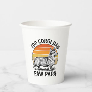 Vasos De Papel Camiseta de Papá Corgi Atardecer Vintage Regalo de