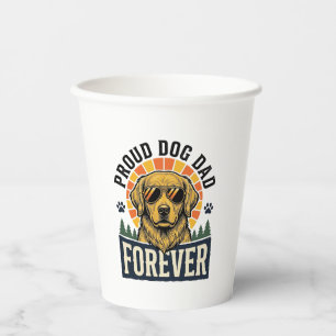 Vasos De Papel Camiseta de Papá Perro Diseño Retro de Golden Retr