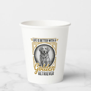 Vasos De Papel Camiseta de perro amante de grabado vintage de Gol