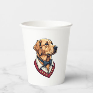 Vasos De Papel Camiseta de perro patriótica vintage de Golden Ret