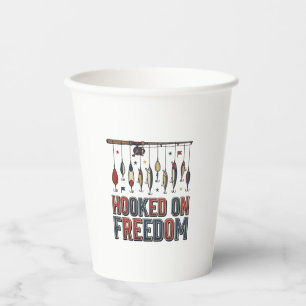 Vasos De Papel Camiseta de pesca patriótica Enganchado a la Liber