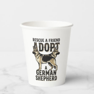 Vasos De Papel Camiseta de rescate de perro vintage de adopción d