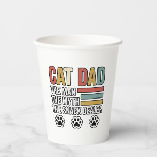 Vasos De Papel Camiseta Diseño de Papá Gato Vintage Divertido Com