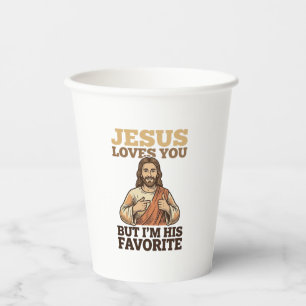 Vasos De Papel Camiseta divertida de fe vintage Jesús te ama Dise