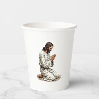 Vasos De Papel Camiseta Fe Estampa Vintage Manos de Jesús Orando 