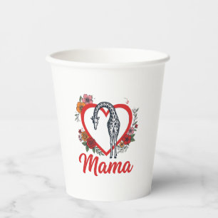 Vasos De Papel Camiseta Floral Corazón Mamá Jirafa Vintage Diseño