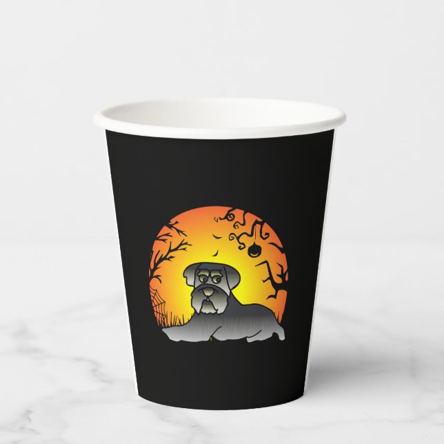 Vasos De Papel Camiseta Halloween Schnauzer Dog Lover (Anverso)