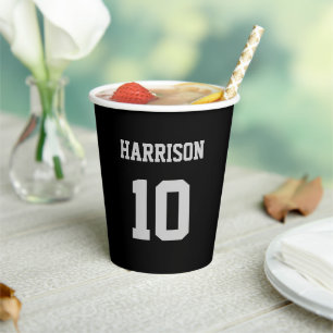 Vasos De Papel Camiseta negra gris deportes de universidad nombre