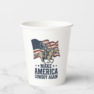 Vasos De Papel Camiseta occidental patriótica Haz a América Vaque