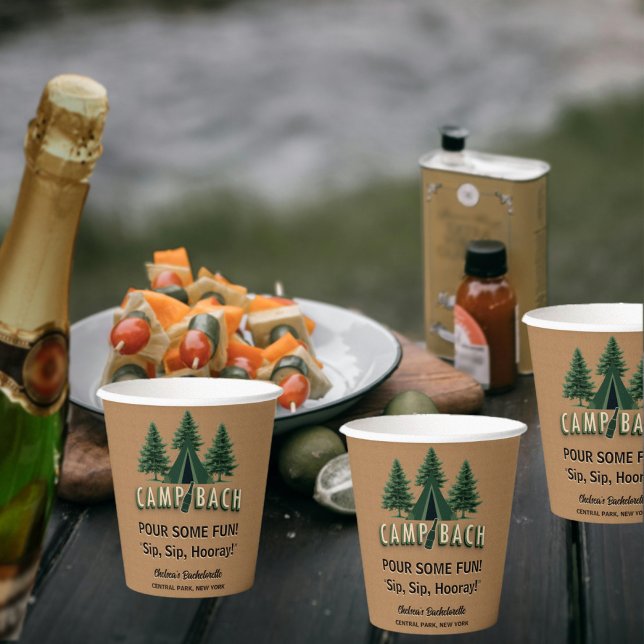 Vasos De Papel Camp Bach Bachelorette Rustic Tent Fiesta Personal (Subido por el creador)