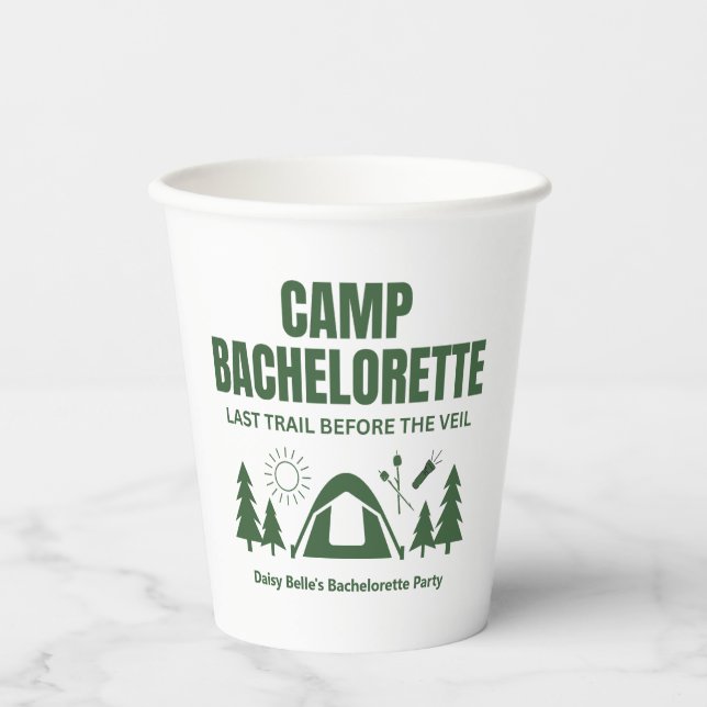 Vasos De Papel Camp Bachelorette Copa de Papel Verde (Anverso)