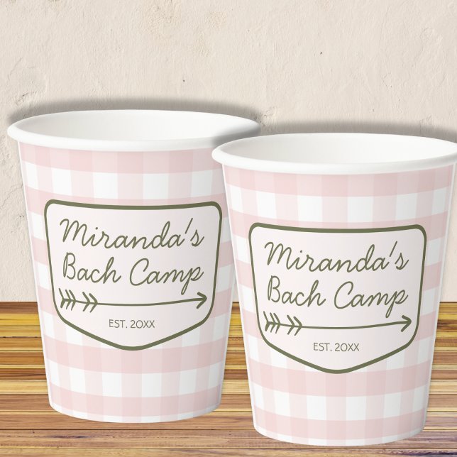 Vasos De Papel Campamento de Bach de Verano Campamento Camping de (Summer Bach Camp Badge Pink Bachelorette Camping Paper Cups)