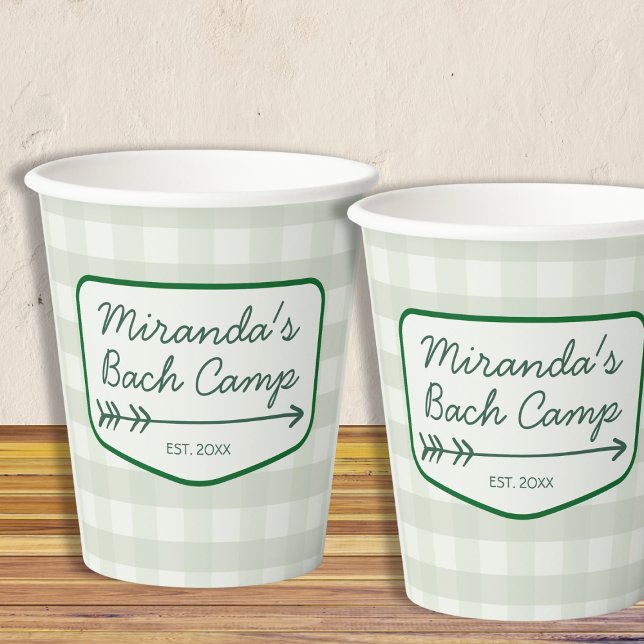 Vasos De Papel Campamento de Bach de Verano - Campamento de Bache (Summer Bach Camp Badge Bachelorette Camping Paper Cups)