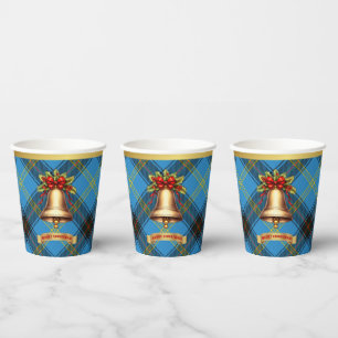 Vasos De Papel Campana Personalizada Tartán Navidad
