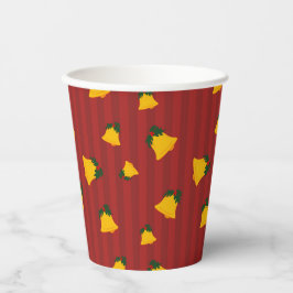 Vasos De Papel Campana Roja Dorada de Franja Navideña