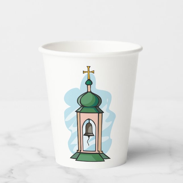Vasos De Papel Campanario de la Iglesia Ortodoxa Rústica (Anverso)
