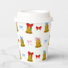 Vasos De Papel Campanas y lazos de café navideño clásico