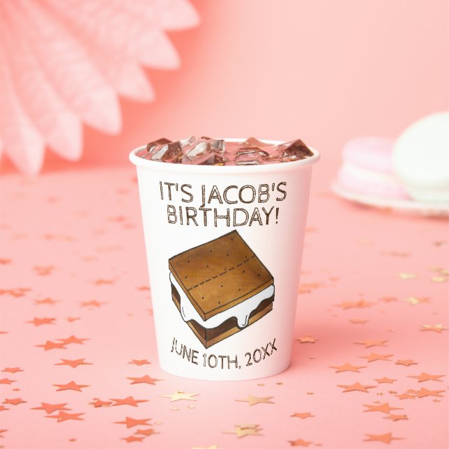 Vasos De Papel Campfire S'mores Marshmallow Smores Fiesta de cump (in situ)