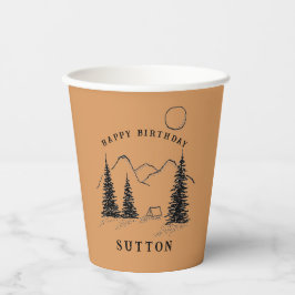 Vasos De Papel Camping de cumpleaños personalizado