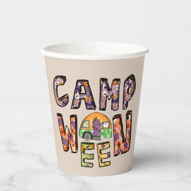Vasos De Papel Camping de Halloween | Pun de Word (Anverso)