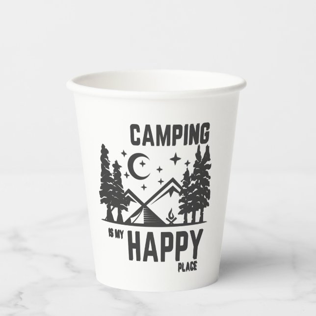 Vasos De Papel Camping es mi lugar feliz (Anverso)