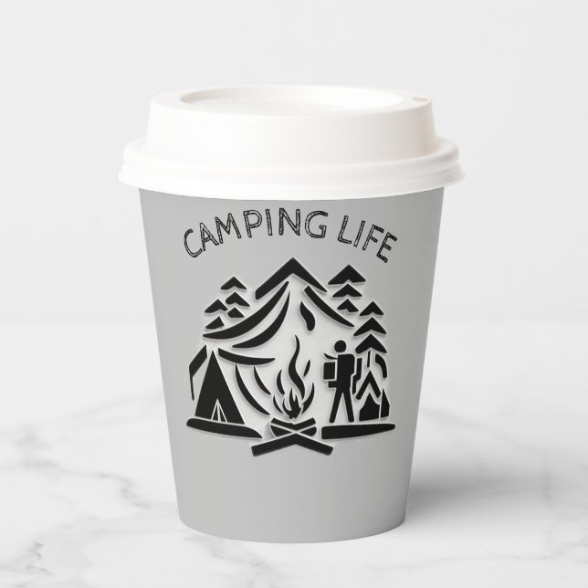 Vasos De Papel Camping Life Personalize Name Text Coffee (Anverso)