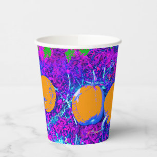 Vasos De Papel Campo de calabaza morada al estilo de arte pop