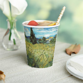 Vasos De Papel Campo de Trigo Verde Vincent van Gogh
