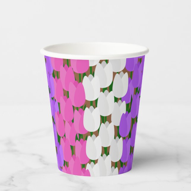 Vasos De Papel Campo Tulip de primavera (Anverso)