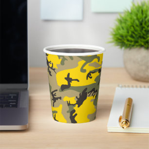 Vasos De Papel Camuflaje amarillo y verde, ejército, ejército