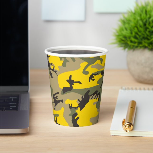 Vasos De Papel Camuflaje amarillo y verde, ejército, ejército (in situ)