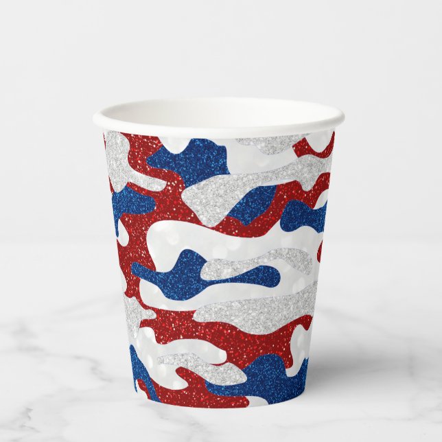 Vasos De Papel Camuflaje Americano Brillo 4 de Julio (Anverso)
