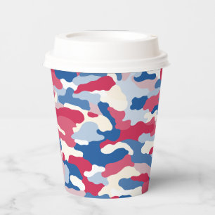 Vasos De Papel Camuflaje rojo blanco y azul