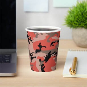 Vasos De Papel Camuflaje rojo y marrón, militar, ejército