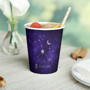 Vasos De Papel Cáncer zodiaco morado   Horoscopio Astrológico Cós
