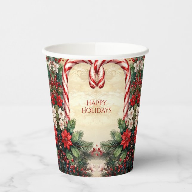 Vasos De Papel Candy Cane Christmas Holiday Paper Cups (Izquierda)