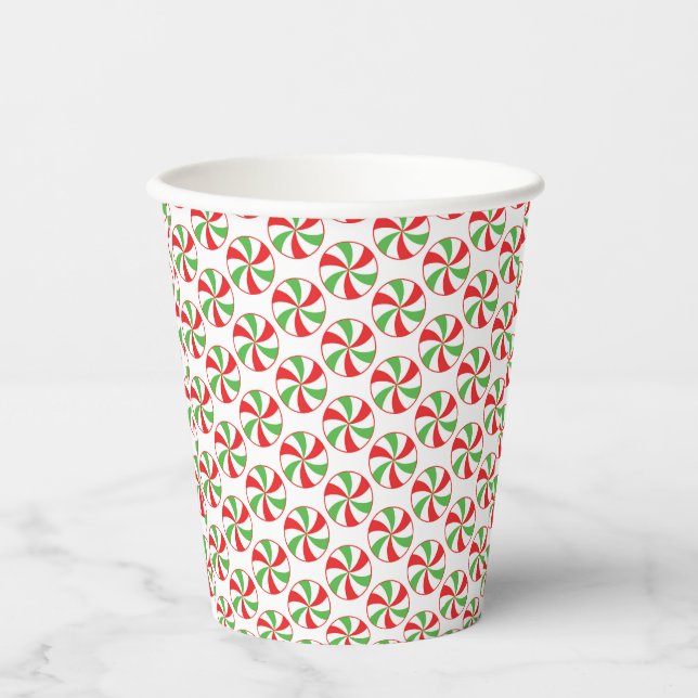Vasos De Papel Candy Cane Print Christmas Party Paper Cups (Anverso)