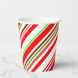 Vasos De Papel Candy Cane Swirl Strips Navidades Red White Green