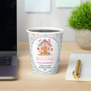 Vasos De Papel Candyland Sweet Celebration Niños Fiesta de cumple