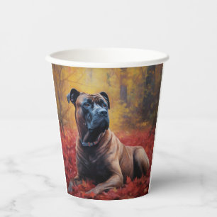 Vasos De Papel Cane Corso en otoño inspira la caída de las hojas