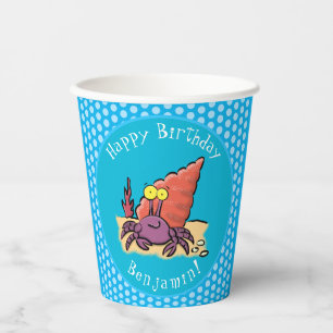 Vasos De Papel Cangrejo ermitaño gracioso personalizado morado