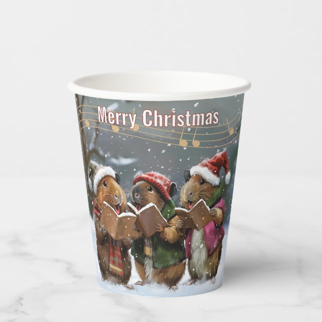 Vasos De Papel Cantantes de Pig Carol de Guinea (Anverso)