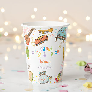 Vasos De Papel Cantar danza y jugar a los niños cumpleaños