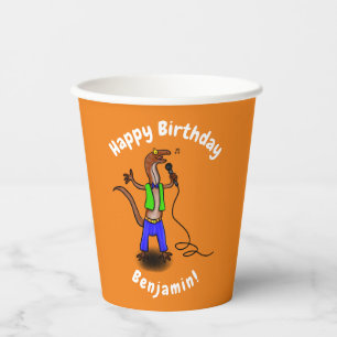 Vasos De Papel Canto gracioso de lagarto con personalizado de mic