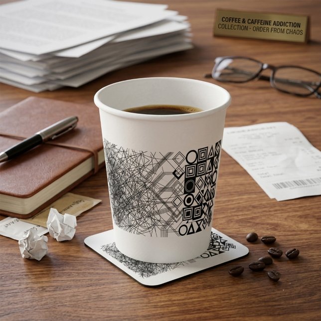 Vasos De Papel Caos a Orden Abstracto Geométrico  (Subido por el creador)