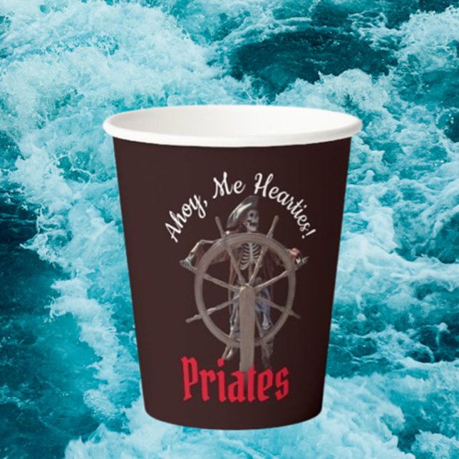 Vasos De Papel capitán esqueleto de piratas de la fiesta (PIRATE PARTY CUPS: You can use these cups as party favors, as treat cups, snack cups, drink cups  )