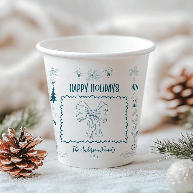 Vasos De Papel Caprichosa Doodle Navideña Divertida (Subido por el creador)